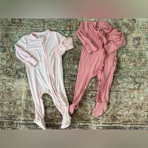 2 footed onesies, light pink Angel dear and rose pink Posh Peanut